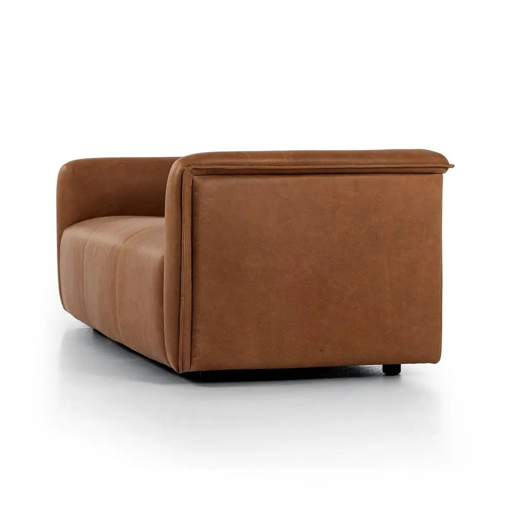 Stylish Brown leather sofa on a white background