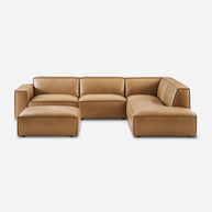Swrill Corner Leather Sofa With Ottoman