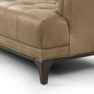 Button Tufted 3 Seater Leather Sofa