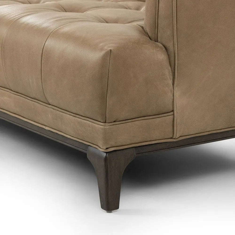 Button Tufted 3 Seater Leather Sofa