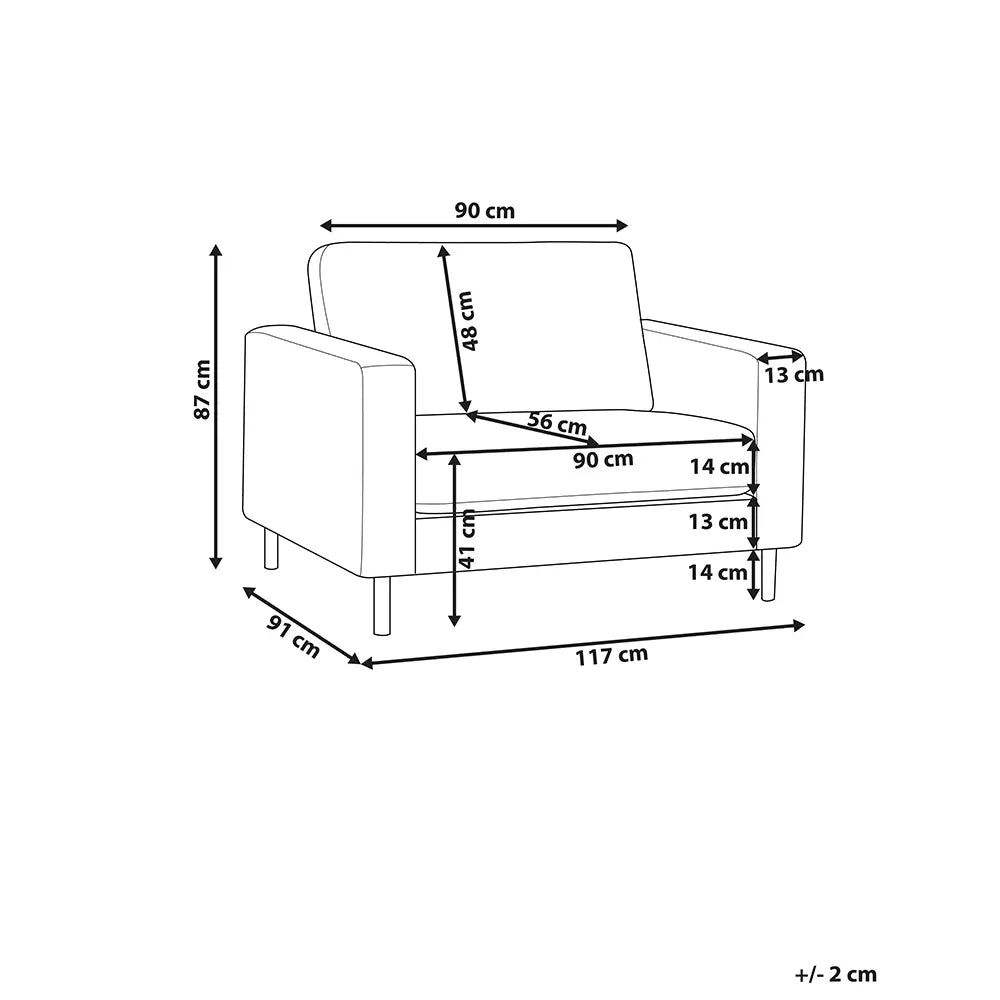 Dimensions of a chair with labeled measurements on a white background