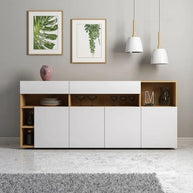 Modern Sideboard Cabinet with Open Shelves _ Wooden Buffet Unit
