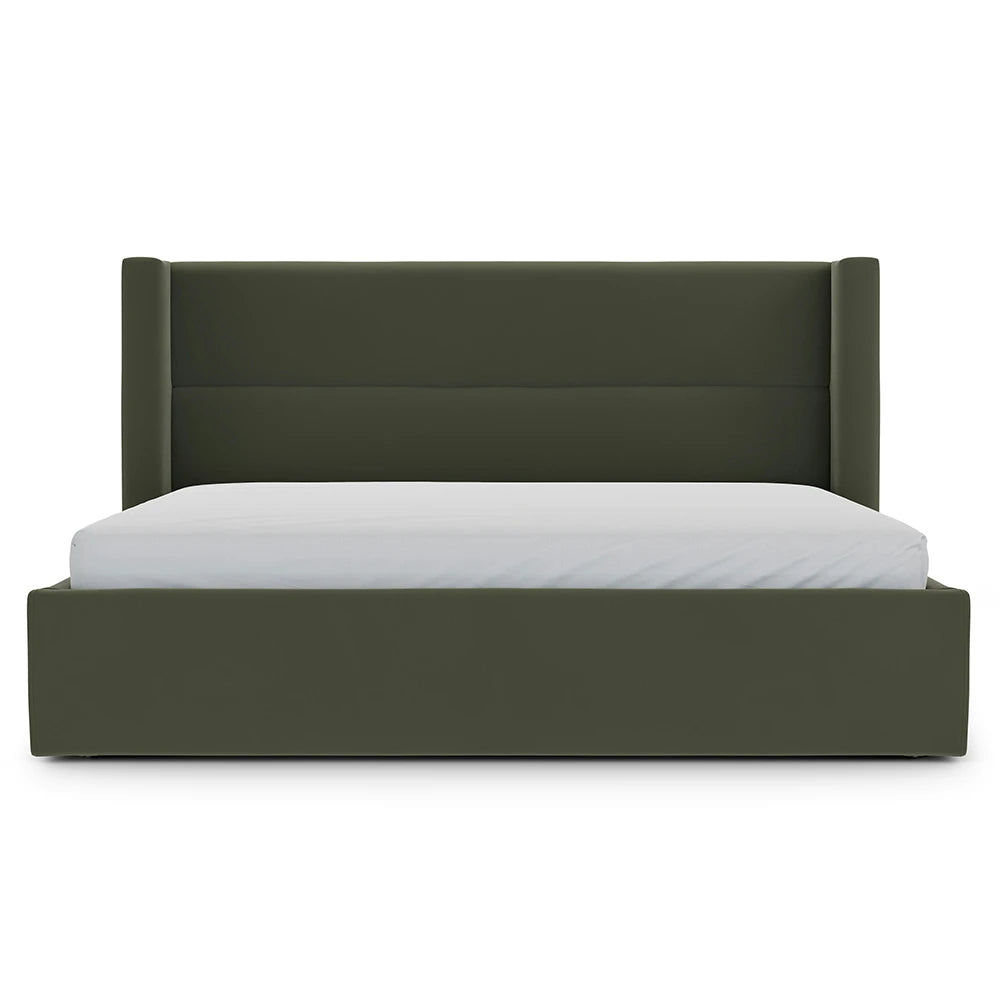 Winged Headboard Upholstered Bed