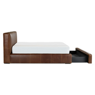 Plain Headboard Leather Bed with Drawer Storage